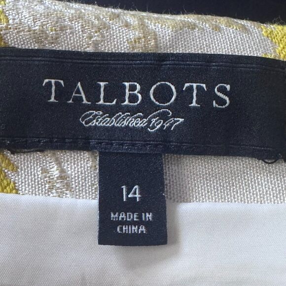 Talbots Skirt Womens Sz 14 Yellow Ivory Brocade 70’s Inspired Chic Streetwear - Picture 3 of 7